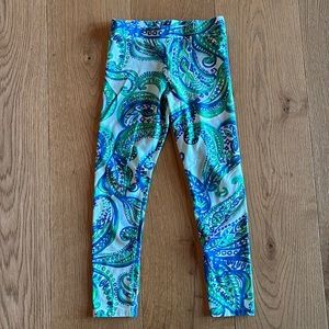 Lilly Pulitzer girls leggings bright blue and green great condition!